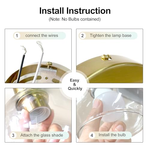 Image of 4-Light Gold Bathroom Vanity Light, 28 inch Modern Brushed Gold Wall Sconce with Clear Glass Shades, Bathroom Light Fixtures Over Mirror Lighting for Bedroom, Hallway,Easy Installation