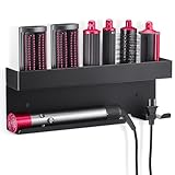 Zenymb Wall Mount Holder Compatible with Dyson Airwrap Styler, Black Storage Rack Organizer for Hair Curling Iron & Attachments, Space-Saving Bathroom Bracket Stand, No-Drill Installation