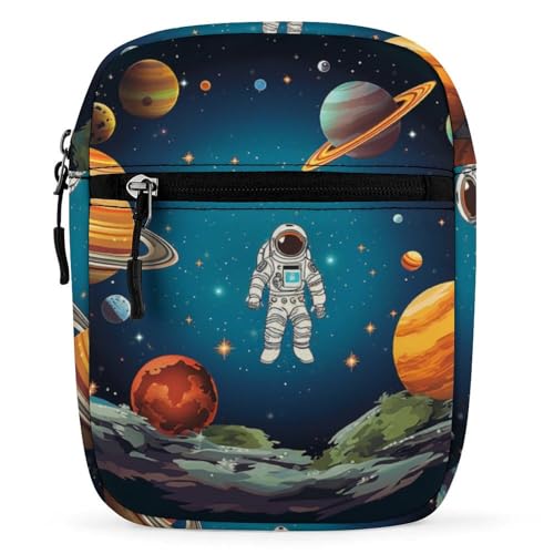 Personalized Small Crossbody Bag Water Resistant Messenger Bags Mini Rocket Astronaut Printing SlingBag For Men Women