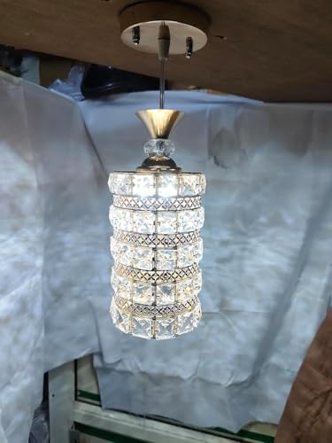 Image of Round Crystal Style 3 Light LED Pendant Lamp for Dining Table, Bedroom & Living Room Hanging Ceiling Light for Home & Bar (A35 Crystal Pendant LAMP)