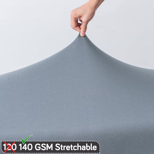 Image of HOKIPO 'SereneSolids' 140 GSM Elastic Stretchable Dining Bench Cover, Smokey Grey (AR-6245-SGRY)