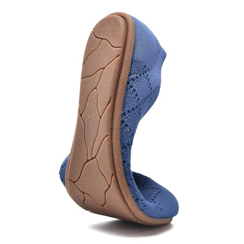 Image of poemlady Women's Ballet Flat Shoes Dress Shoes Knit Round Toe Slip On Ballerina Walking Flats Shoes for Woman Low Wedge Casual