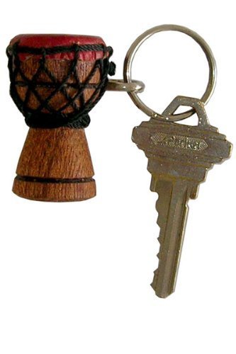 Africa Heartwood Project Ręcznie rzeźbiony afrykański breloczek bębnowy Djembe - wykonany z litego drewna mansonii - koziej skóry i liny