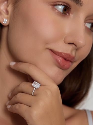 Michooyel 4.0ct Radiant Cut Women's Engagement Ring Simulated Wedding Ring Promise Ring 925 Sterling Silver Wedding Band4