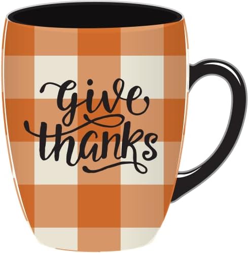 Miniatura 2 de Taza de cerámica Harvest de 12 oz (Give Thanks Plaid Pumkin)