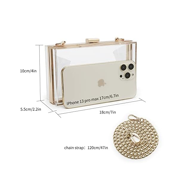 SharPlus Women Cute Transparent Clear See Through Box Clutch Acrylic Evening Handbag Cross-Body Purse Bag - Image 3