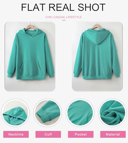 SHEWIN Women Fall Hoodies Pullover Hood Sweatshirt 2026 Top, Green, Size S
