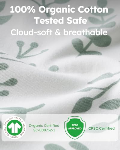 Image of Yoofoss Baby Sleep Sack 9-12 Months 100% Organic Cotton Long Sleeve Wearable Blanket Baby 2-Way Zipper 0.5 Tog Newborn Sleeping Sack, Lightweight