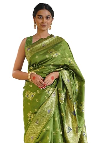 Image of Subham Women Saree Soft Silk Cotton Banarasi | Polished Professional Daily Wear Sari with Blouse fabric