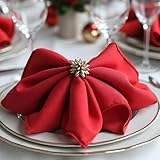 Red Cloth Napkins 1-Dozen, Solid Washable Fabric Napkins Set of 12, Perfect for Weddings, Parties, Holiday Dinner (17 x 17-Inch, red)