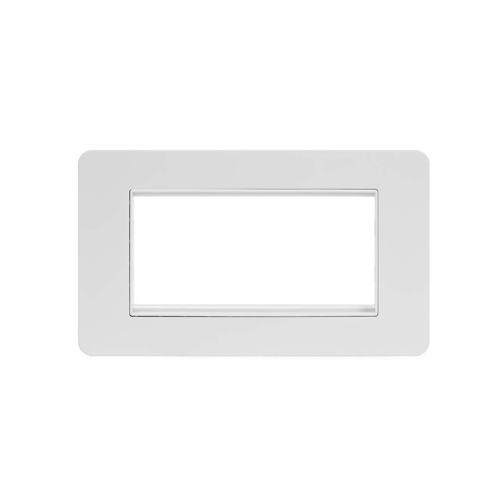Soho Lighting White Metal Flat Plate Double Data Plate 4 Module Screwless