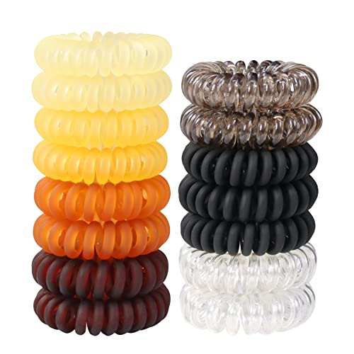 Hanyousheng Elastique Cheveux Spirale Chouchou, Spirale Élastique Titulaire De Queue De Cheval, pour Cheveux Elastique Spirale pour Femme et Fille,15 Pcs Avec Forme en Spirale et Protection Anti-Plis Cover