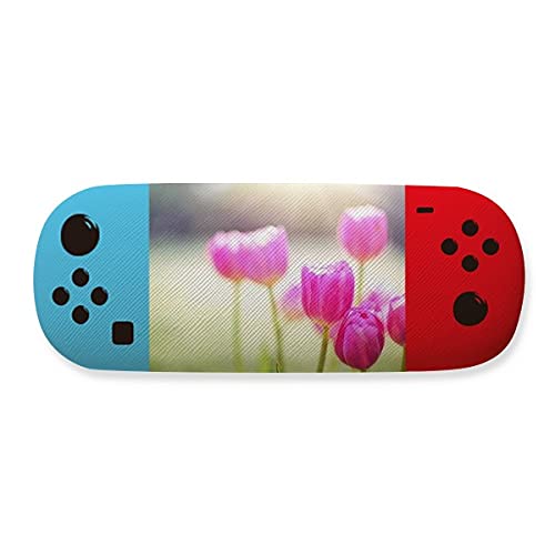 Étui de rangement pour lunettes motif fleurs de soleil rouge et vert en tissu robuste