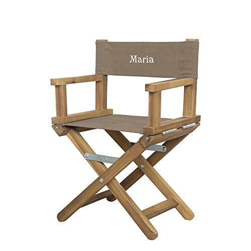 Amikado Fauteuil de metteur en scène bébé & Enfant personnalisé - châssis Bois Naturel (Taupe) - Dimensions : H 55 x L 36 x P 28 cm