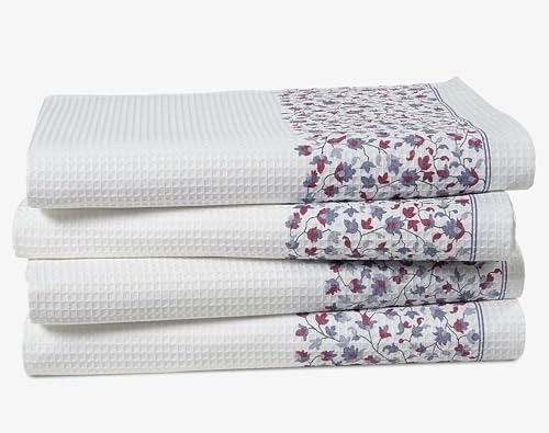 LANE LINEN Bath Towels Set, Waffle Towels for Bathroom, 100% Cotton Bath Towel Set, 137 x 71cm Extra Large Bathroom, Super Absorbent Hotel & Spa Quality Shower Towels -White (Pack of 4)