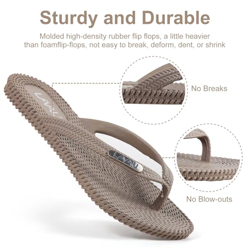 Image of LAVAU Flip Flops for Women, Waterproof Non Slip Thong Sandals for Shower Beach Pool, 100% Recyclable