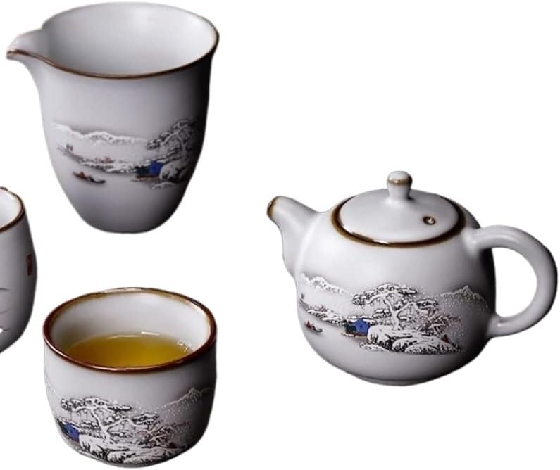 Teapots, ceramic teapots, Moon White Teapot Ceramic Ru Porcelain Open Teapot Retro Chinese Small Single Pot Kung Fu Tea Set (Color : G)