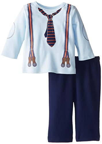 Little Me Baby Boys' Suspenders Pant Set, Navy Multi, 9 Months