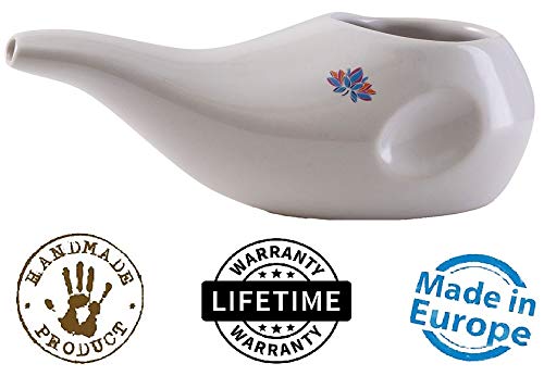 Sattvic Path BEST Rated Ceramic Neti Pot - Ergonomic Design and Hand-made …, Dove White
