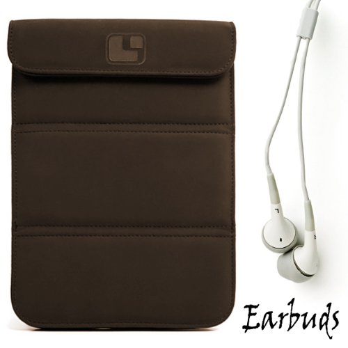 Smart Glove Brown Premium Durable Leather Cover Sleeve Carrying Case can Easily be Converted to a Stand for Kindle Touch 6 inch Display Plus Earbuds