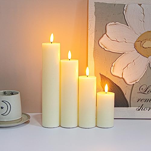 Vtobay V-5.5SL-4-I Flickering Flameless Pillar Candles With Remote Control And Cycle Timer,Ivory Pack Of 4 Battery Operated thumb #5