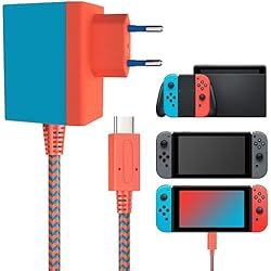 Cargador Rapido Nintendo Switch AVCXEC Cargador para Nintendo Switch, Adaptador de Corriente de Carga Rápida USB Tipo C Compatible con Switch/Switch Lite/Switch OLED/Switch Dock, Soporte para el Modo de Televisión, con 1.5m Cable