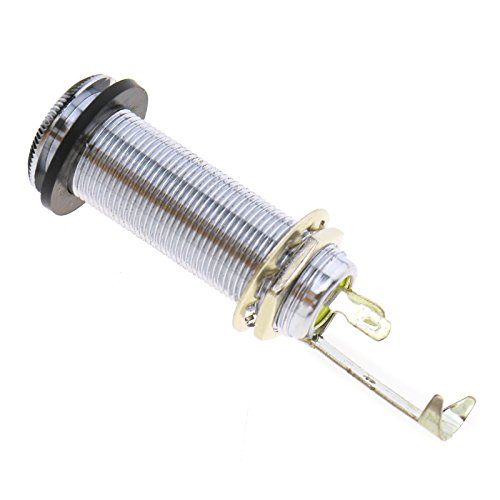 D2D Gitaar Lange Jack Socket Output Stereo Barrel Jack Plug Socket Voor Bass Elektrische Gitaar In Zilver