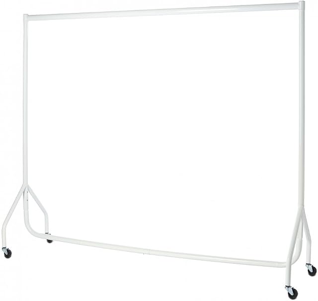Heavy Duty White Garment Rail Clothes Rail Steel Clothes Rail Hanging Carboot Display Rail 5FT High with free Pair of 6 inches Extension poles (6ft White)