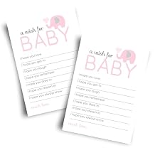 Pink Elephant Wishes for Baby Shower 20 Pack Cute Words of Wisdom for Girls - Creative Guest Book Alternative & Keepsake Activity for Baby Showers, Birthday Celebrations - 4x6 Cards