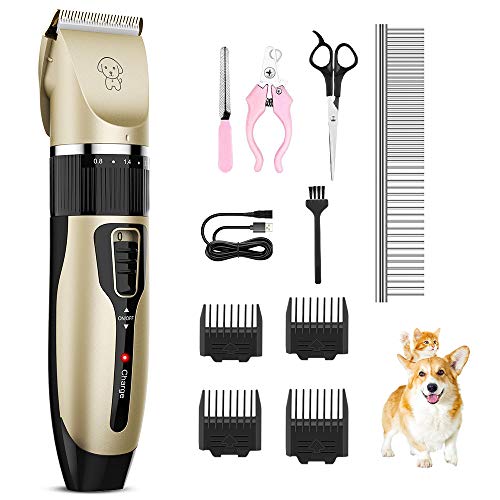 iThrough Dog Clippers for Grooming, Dog Grooming Clippers Kit - Pet Clippers for Dogs - Low Noise Dog Hair Trimmer Dog Shears Shaver Clippers for Cats, Small Dogs & Large Dogs