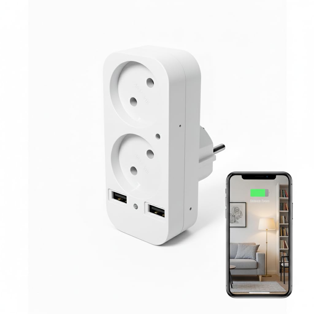 ULar Telecamera presa multifunzione WiFi/AP Animali 1080P Presa USB | Remote In Tempo Reale, Compatibilità Usb-A/Usb-C, Avvisi App, Detection Di Movimento, Registrazione In Loop