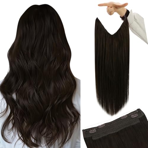 YoungSee Wire Human Hair Extensions Dark Brown for Natural Look 18 Inch 85G