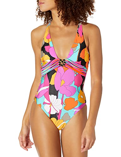 Trina Turk Women's Standard Gemini Plunge One Piece, Multicolor, 6 Trina Turk Women's Standard Gemini Plunge One Piece, Multicolor, 6