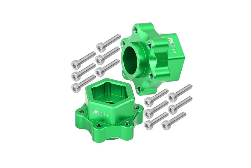 Adaptateurs hexagone +10mm en alu vert pour Losi LMT 1:8 Solid Axle