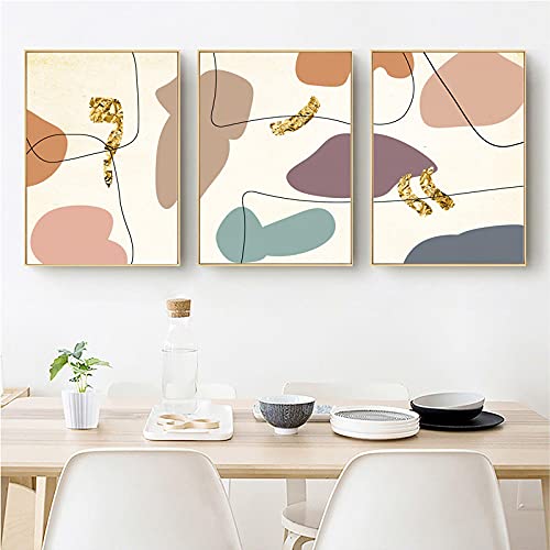 Affiche géométrique pour habiller un grand mur vide de salon avec une toile 3 pièces
