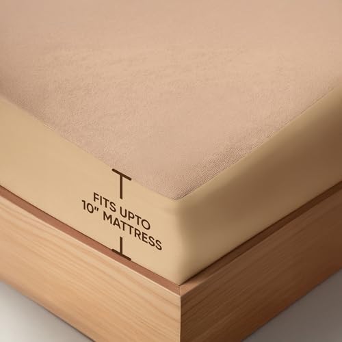 Image of Frido Waterproof Mattress Protector Queen Size with 100% Spill-Proof TPU Membrane, Breathable Anti-Allergen Terry Fabric, Machine Washable, Bed Protector Cover (Warm Beige, 72 Inches X 60 Inches)