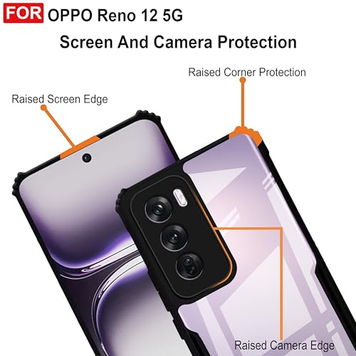 Image of Zapcase Back Case Cover for Oppo Reno 12 5G | Compatible for Oppo Reno 12 5G Back Case Cover | Clear Case with Camera Protection | (TPU + PC | Matte Black)