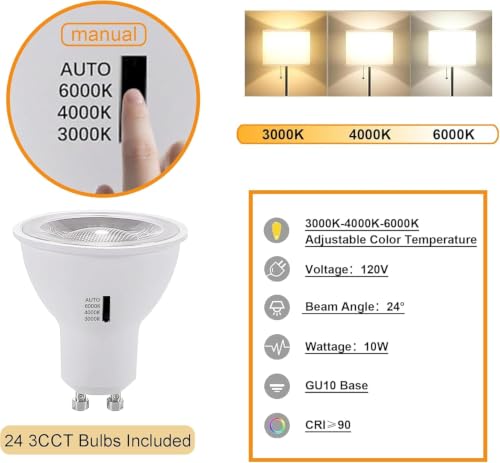 Image of GU10 White Plug in Track Lighting Kit 3CCT 6x3.28FT