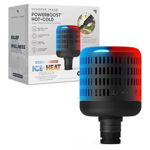 Image of Sharper Image Powerboost Hot + Cold Dual-Temperature Massage Gun Attachment - Instant Heat & Cold, 6 Temperature Levels, Compatible with Powerboost Massage Guns, Black