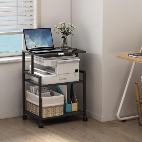 Image of WINSTAR Printer Stand, Solid & Sturdy, Modern Contemporary Look, Space Saving, Made in India (Black, 3 Tier)