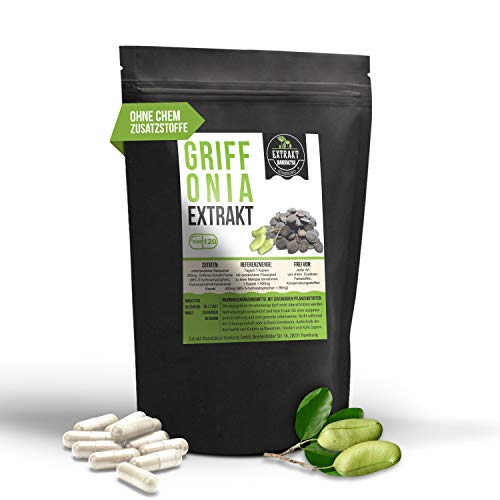 Griffonia Simplicifolia Extrakt | 98% 5-HTP | 120 Kapseln | Schwarzbohne ohne chem. Zusatzstoffe | vegan Deutschland hergestellt (Kapseln 120) Cover