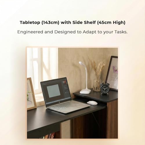 Image of Klaxon Foldable Study Table with Drawer & Storage Shelf | Compact Desk for Home & Students | Folding Design with Lockable Wheels. (Black, DIY Installation) (Aw & Black, Neo)
