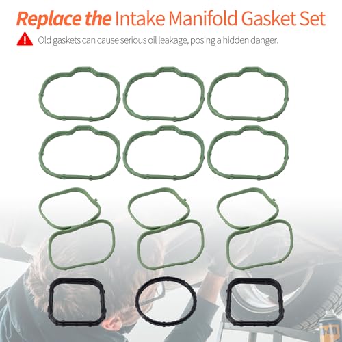 Image of HiSport Intake Manifold Gasket Set MS97118 Compatible with Ford Lincoln | Edge Flex Fusion Taurus Taurus X 2007-2012,Replacement for Mazda 6 CX-9 2007-2015,MKS MKT MKX MKZ 2007-2012 3.5L 24V