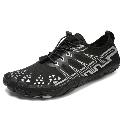 ENEN Zapatillas de Agua,Escarpines Mujer con Orificios de Drenaje,Outdoor Barefoot Mujer,Antideslizante Secado Rápido Zapatillas Hombre,Fitness Zapatillas Running Hombre 36-47 (Negro,46)