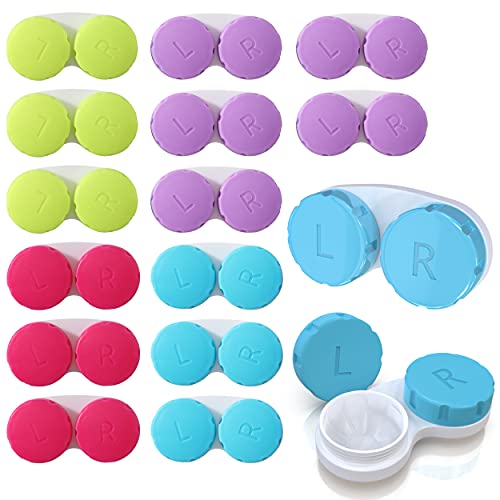 Yondex Contact Lens Case Set - 16 -Pack Bulk Contact Cases - Durable Plastic Contact Lenses Holder Kit - Leak-Proof Box for Eye Contacts - 4 Vibrant Colors - Cute, Compact, Light Travel Contact Case