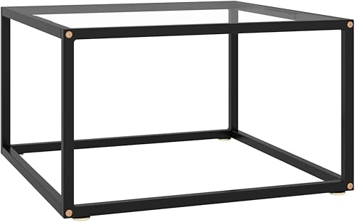 Miniatura 12 de Mesa de centro moderna, vidrio templado negro, cuadrada, muebles de sala de estar duraderos, mesa de centro de acento pequeño para sala Negro,Negro