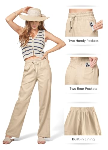 Image of Willit Women Linen Pants Wide Leg Palazzo Trousers 29 inch /31 inch / 33 inch