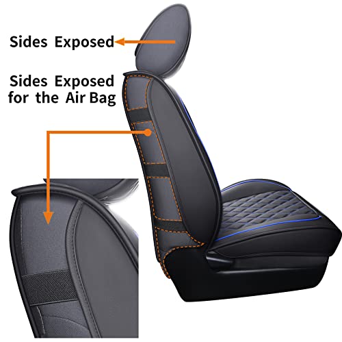 Image of Aierxuan Front Toyota Tacoma Seat Covers Waterproof Leather (Black-Blue)