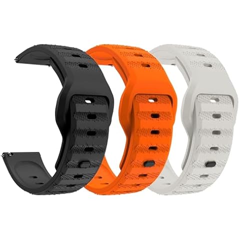uEmoh Quick Release Watch Band with Reinforced Metal Squre Buckle, Soft Silicone Breathable Micronized Replacement Sport Loop Strap for Women and Men（18mm,20mm,22mm） (22mm, Black+Starlight+Orange) Cover
