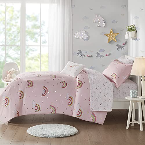 Mi Zone Kids Alicia Cozy Bed In A Bag Comforter With Complete Sheet Set Fun And Playful Print, Children Cover Girls Room Décor, Twin, Pink 6 Piece #TOP2